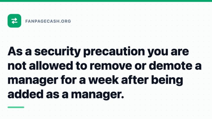 As a security precaution you are not allowed to remove or demote a manager for a week after being added as a manager.
